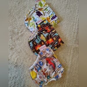 Blueberry Brand Reusable Cloth Swim Diapers For Baby Boy Set Of 3 Sz Small